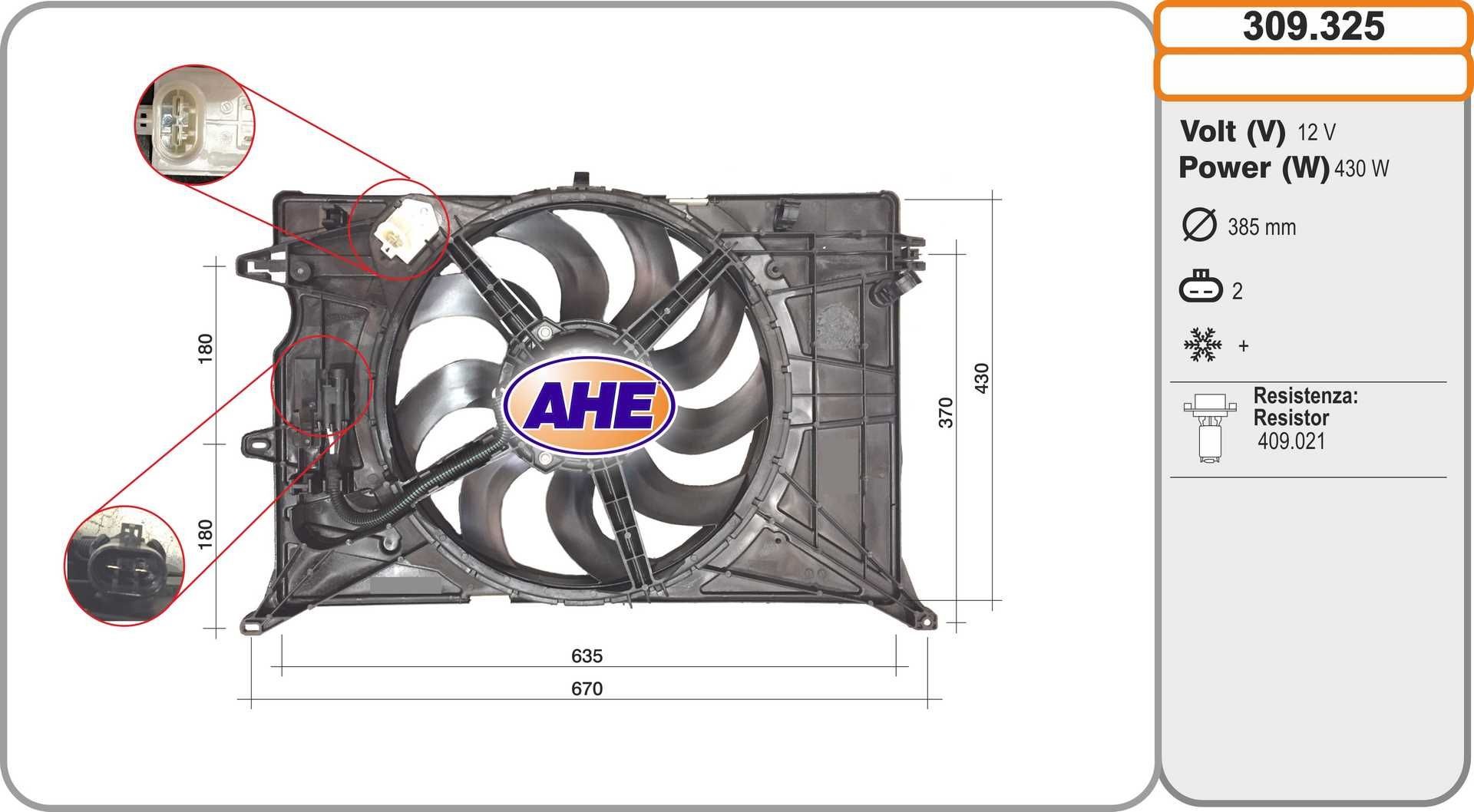 AHE Fan, radiator Article number: 309.325 cheaply