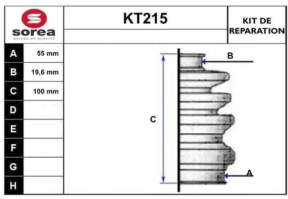 SERA Bellow Set, drive shaft Article number: KT215 cheaply