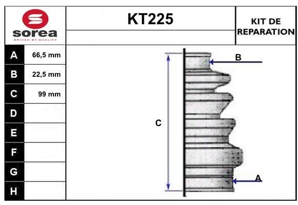 SERA Bellow Set, drive shaft Article number: KT225 cheaply