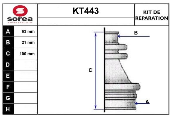SERA Bellow Set, drive shaft Article number: KT443 cheaply