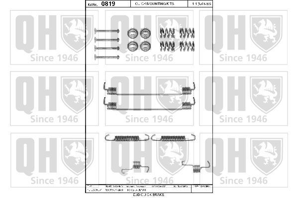 QUINTON HAZELL BFK456 Accessory Kit, brake shoes YPSILON 1.3 JTD (843.AXD11, 843.AXD1A) 70 PS Diesel 2011