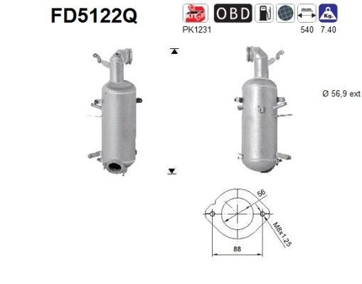 AS Diesel particulate filter Article number: FD5122Q cheaply