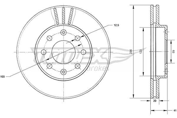 TOMEX brakes Brake disc Article number: TX 70-92 cheaply