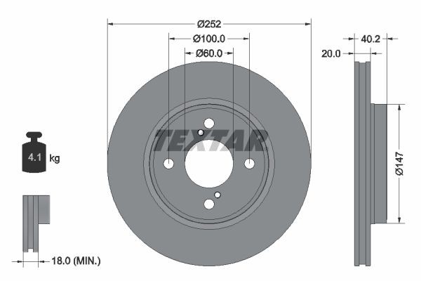 TEXTAR Brake disc Article number: 92303703 cheaply