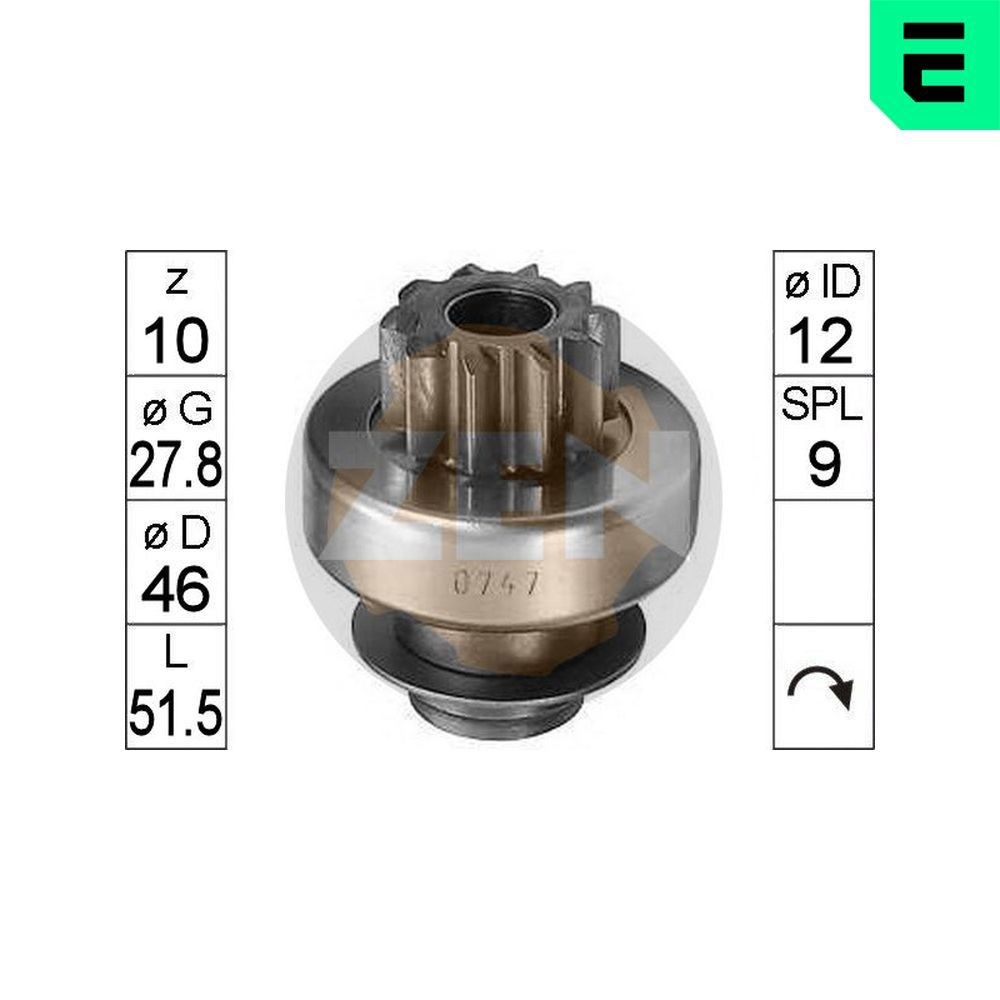 ERA ZN0747 Freewheel Gear, starter TEMPRA 1.9 TD 90 PS Diesel 1997