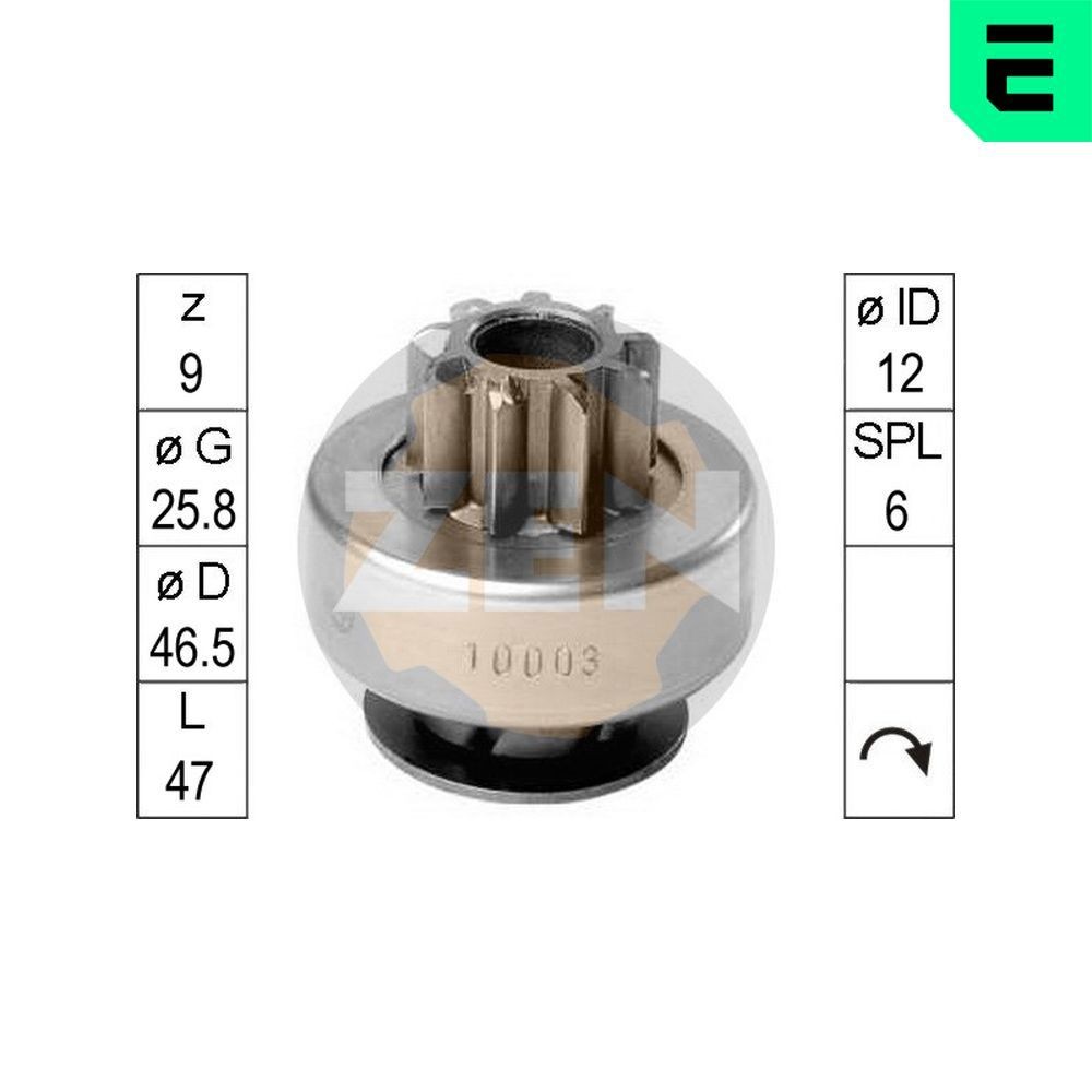 ERA ZN10003 Freewheel Gear, starter CORSA 1.2 Twinport (F08, F68) 80 PS Petrol 2009