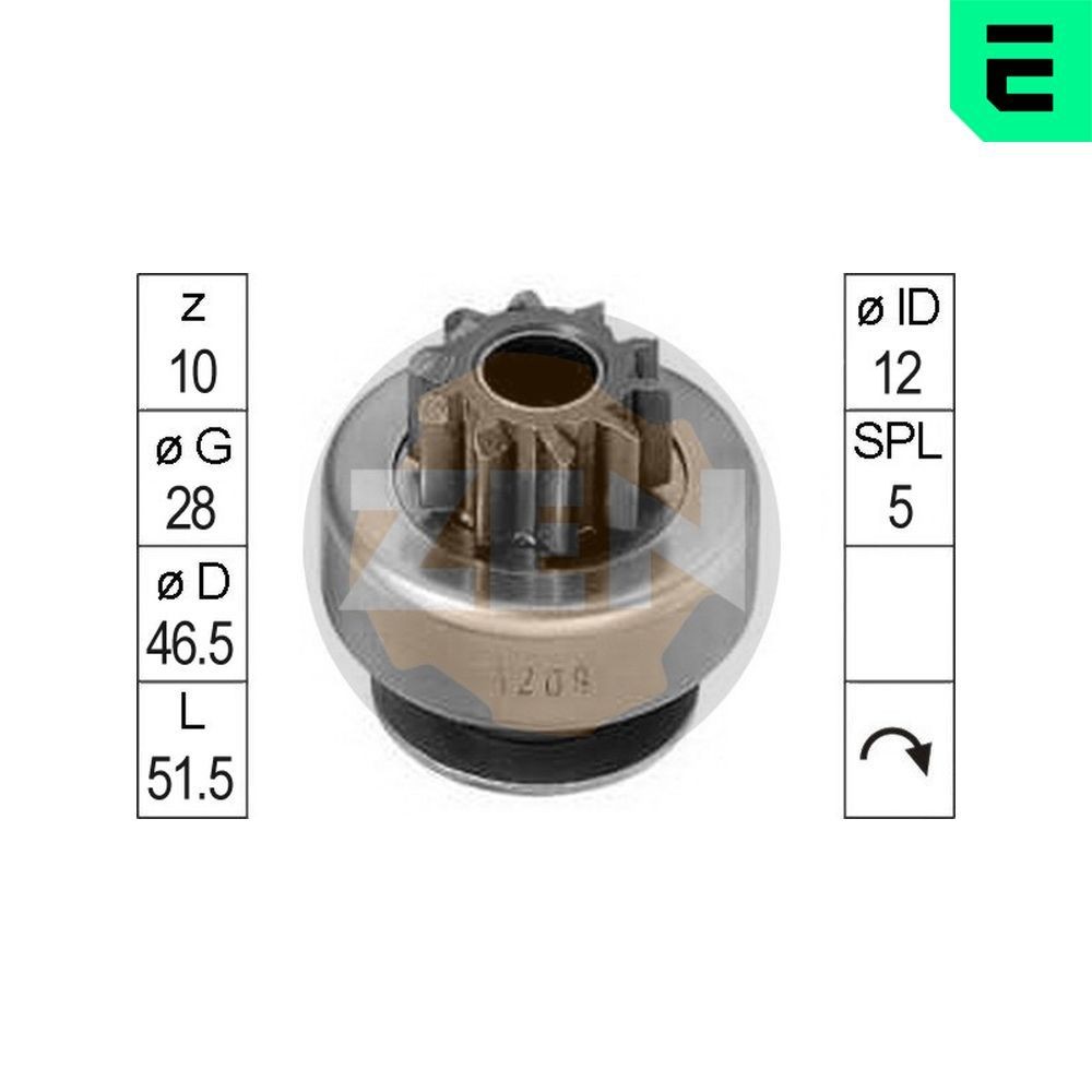 ERA ZN1209 Freewheel Gear, starter CLIO 1.8 (B/C57C, C579, B/C57U) 90 PS Petrol 1998