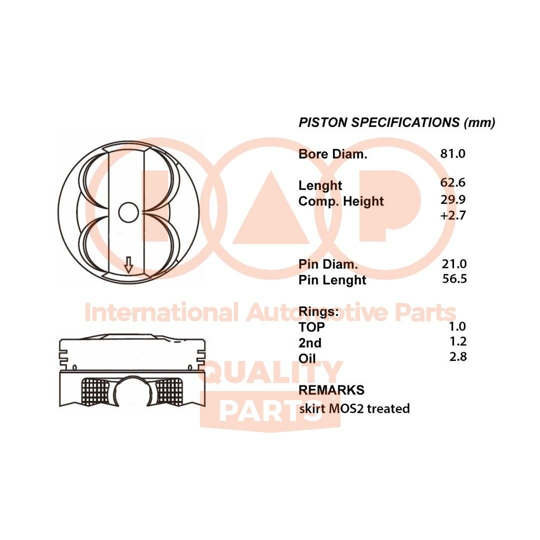 IAP QUALITY PARTS Piston Article number: 100-03106 cheaply