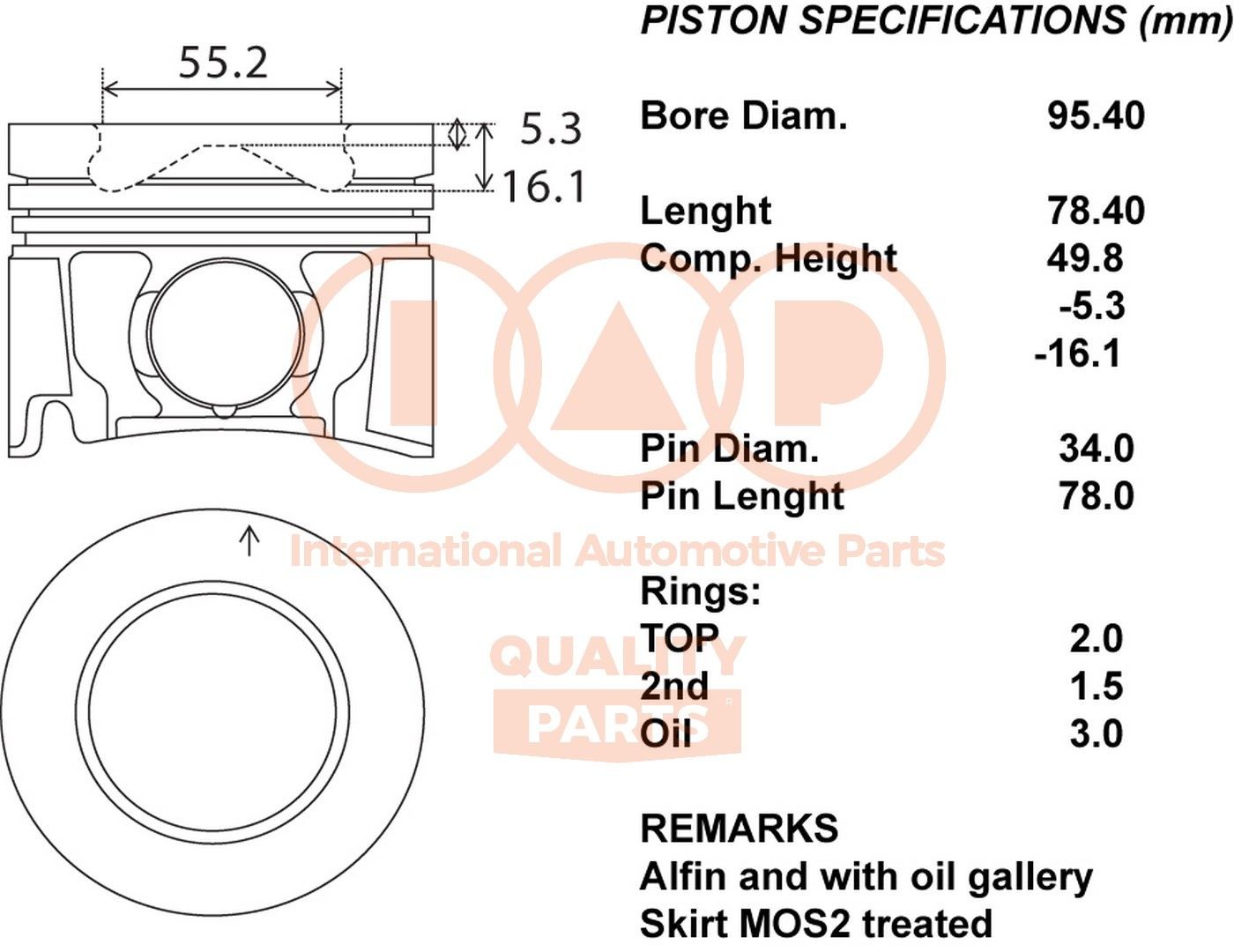 IAP QUALITY PARTS Piston Article number: 100-09098 cheaply