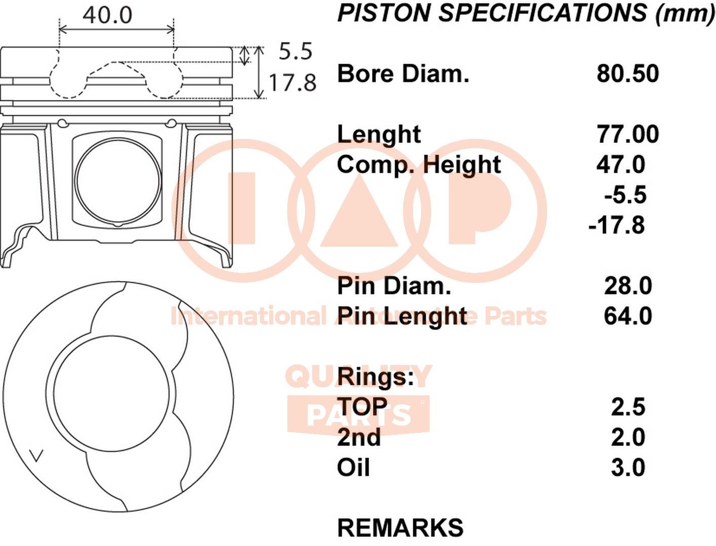 IAP QUALITY PARTS Piston Article number: 100-16155 cheaply