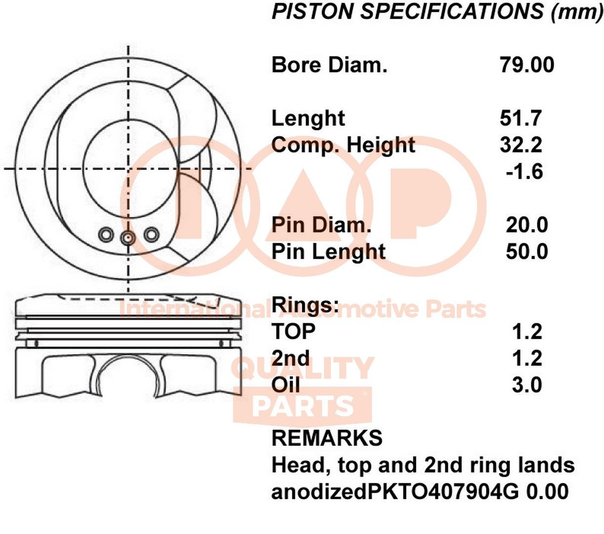 IAP QUALITY PARTS Piston Article number: 100-17116 cheaply