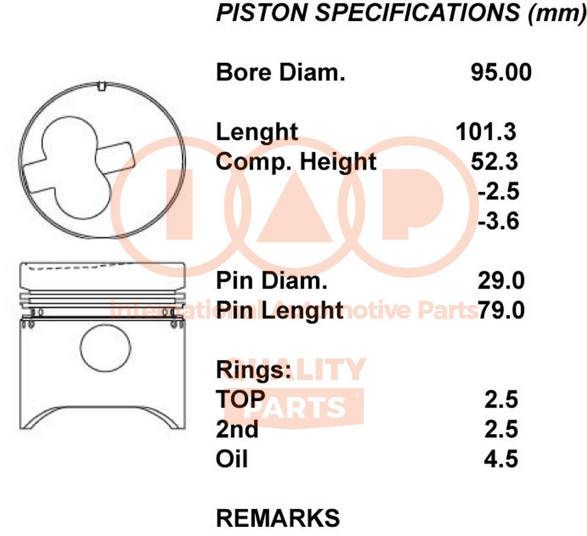 IAP QUALITY PARTS Piston Article number: 100-18032 cheaply
