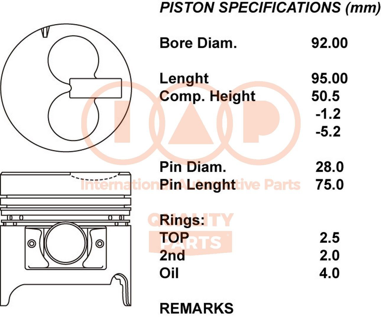 IAP QUALITY PARTS Piston Article number: 101-03024 cheaply