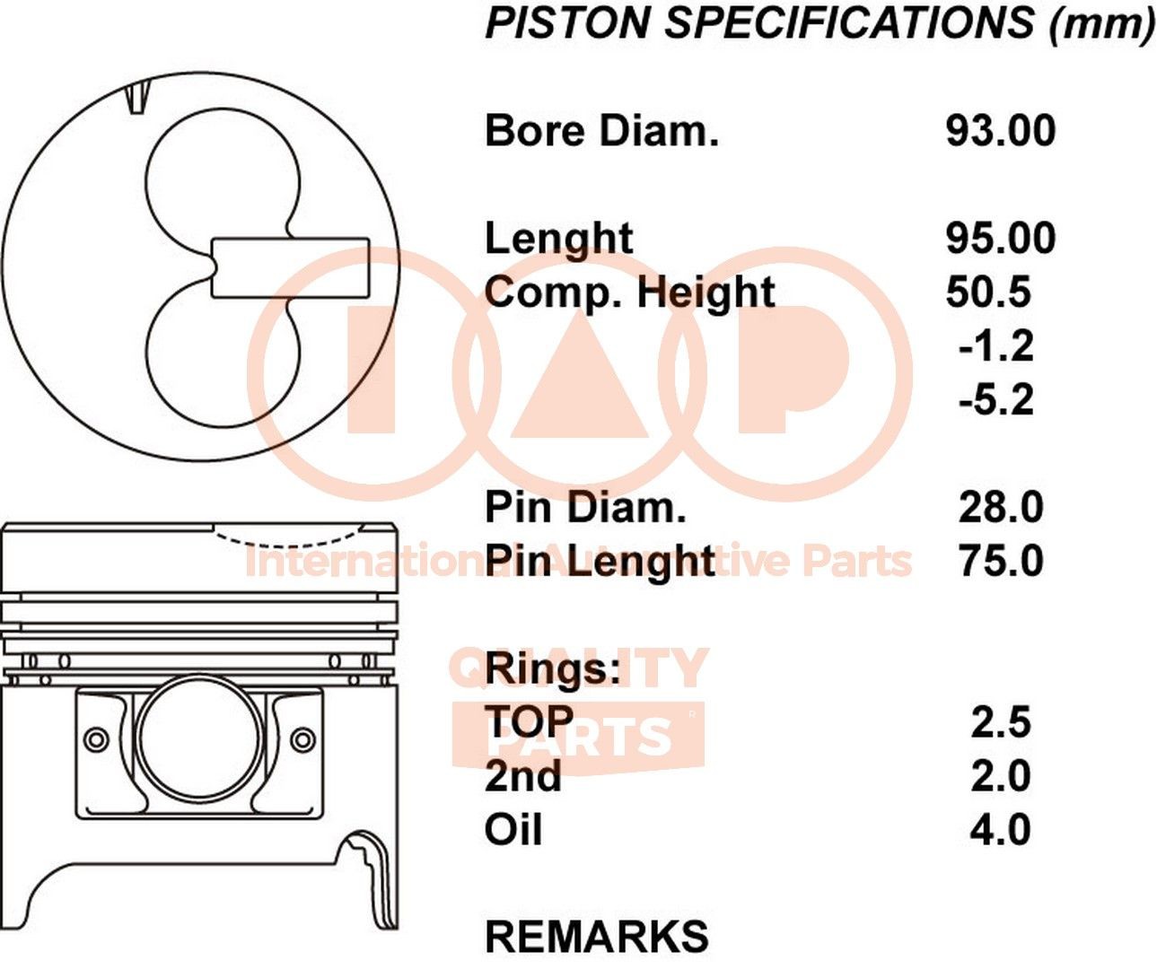 IAP QUALITY PARTS Piston Article number: 101-03025 cheaply