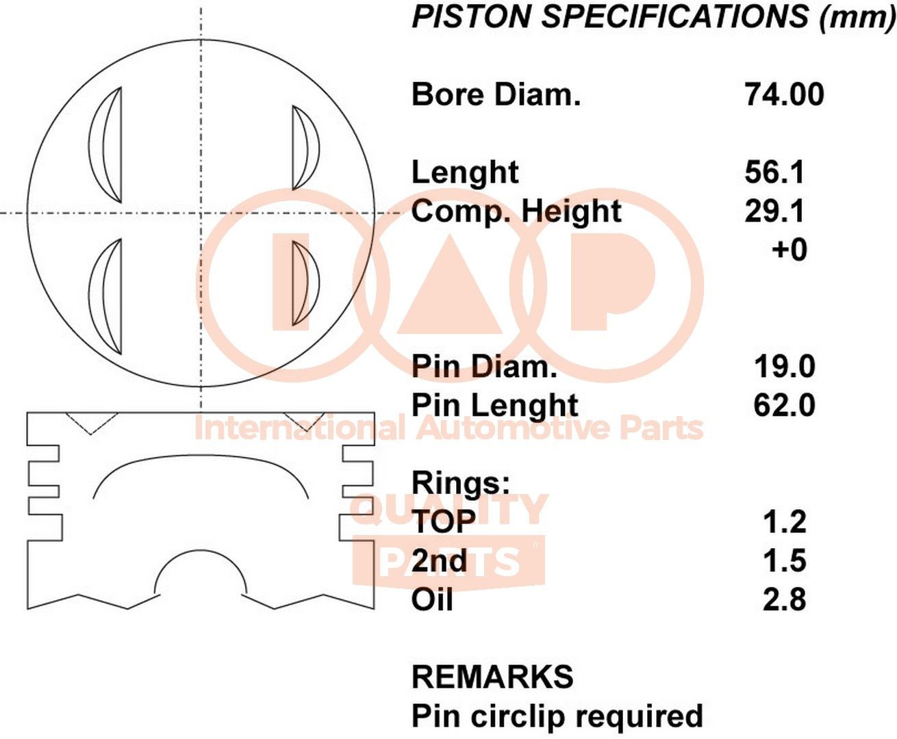 IAP QUALITY PARTS Piston Article number: 101-16060 cheaply