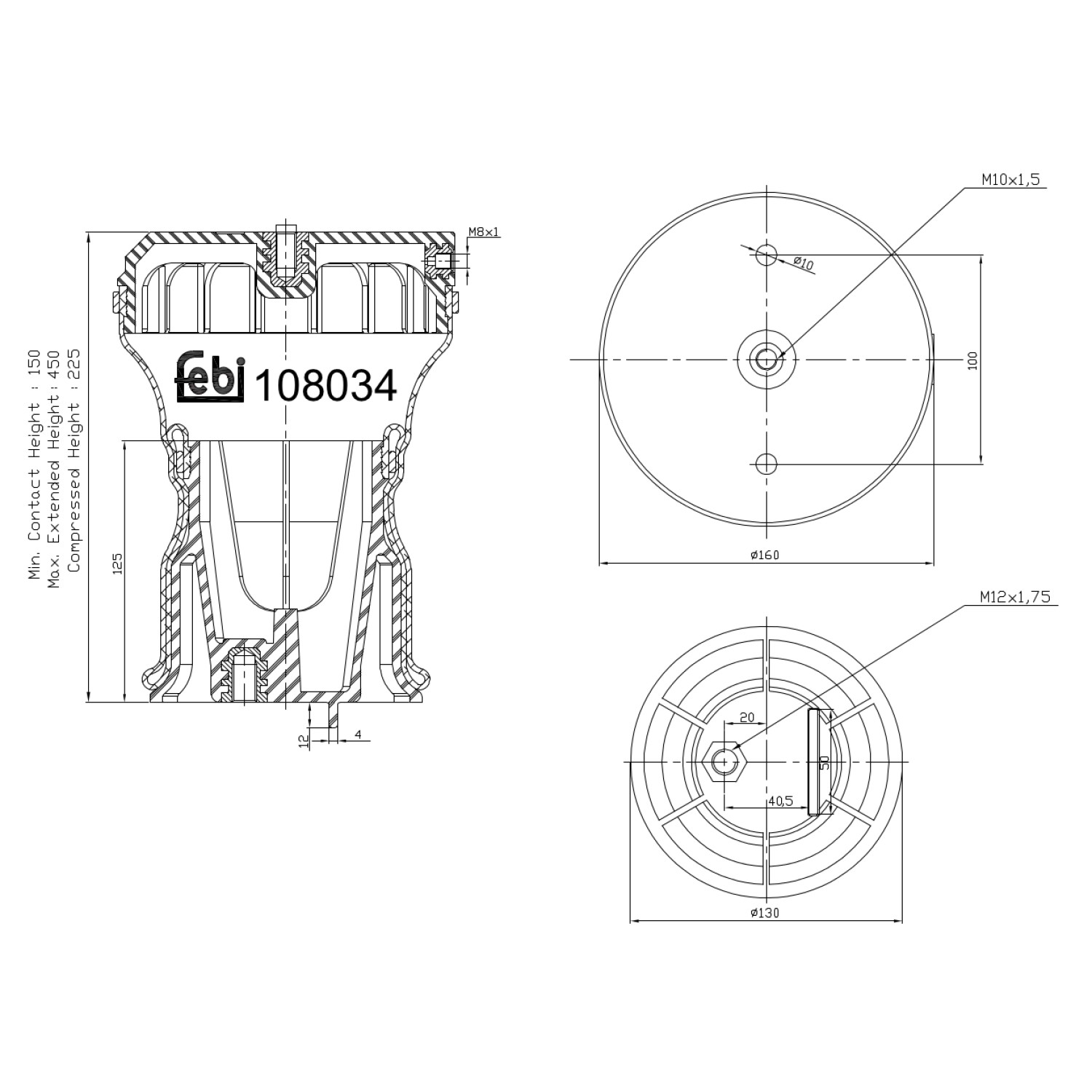 FEBI BILSTEIN 108034 Boot, air suspension Daily 2.8 35 S 11,35 C 11 106 PS Diesel 2009