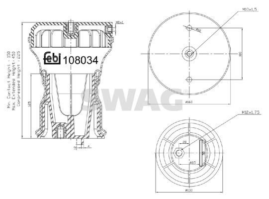 SWAG 37 10 8034 Boot, air suspension Daily 2.8 35 S 11,35 C 11 106 PS Diesel 2009