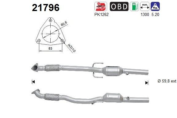 AS Catalytic converter Article number: 21796 cheaply