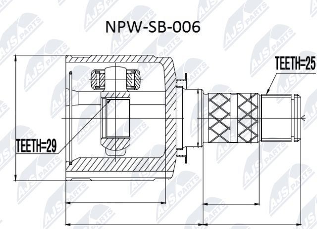 NTY Joint kit, drive shaft Article number: NPW-SB-006 cheaply