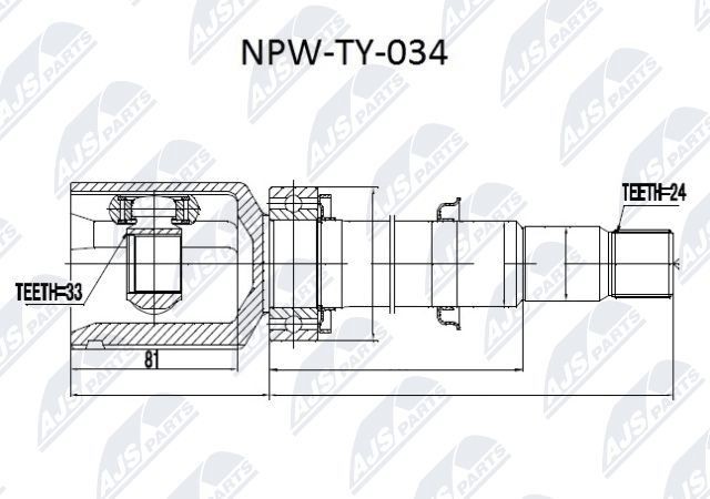 NTY Joint kit, drive shaft Article number: NPW-TY-034 cheaply
