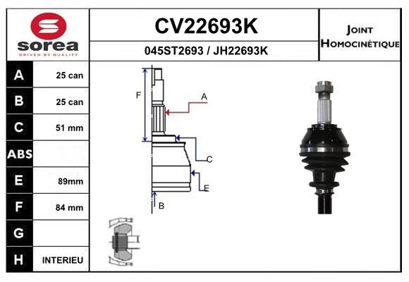 EAI Joint kit, drive shaft Article number: CV22693K cheaply
