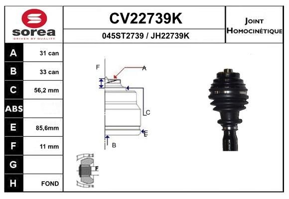 EAI Joint kit, drive shaft Article number: CV22739K cheaply