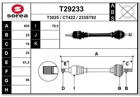 EAI Drive shaft Article number: T29233 cheaply