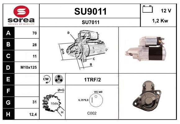 SNRA Starter motor Article number: SU9011 cheaply