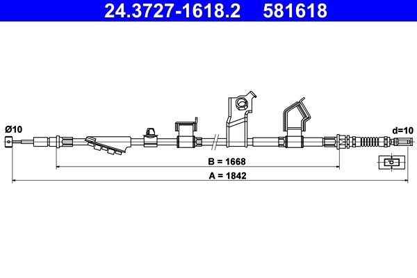 ATE Hand brake cable Article number: 24.3727-1618.2 cheaply