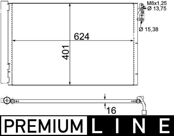 MAHLE ORIGINAL Kondensatorius, oro kondicionierius prekės numeris: AC 413 000P nebrangu