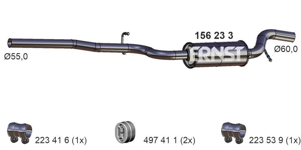 ERNST Middle silencer Article number: 156233 cheaply