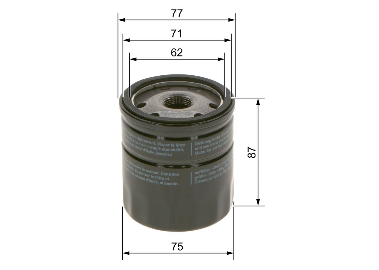 BOSCH Oil filter Article number: 0 986 4B7 023 cheaply