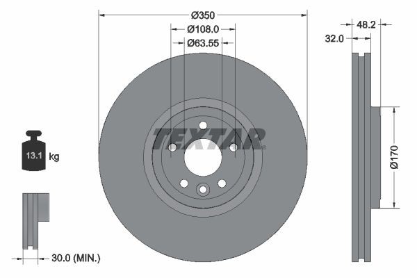 TEXTAR Brake disc Article number: 92308205 cheaply