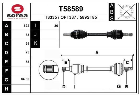 EAI Drive shaft Article number: T58589 cheaply
