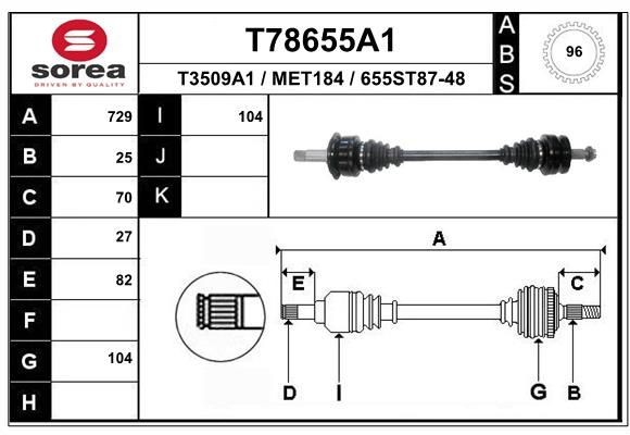 EAI Drive shaft Article number: T78655A1 cheaply
