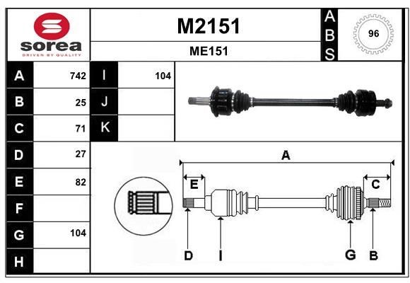 SNRA Drive shaft Article number: M2151 cheaply