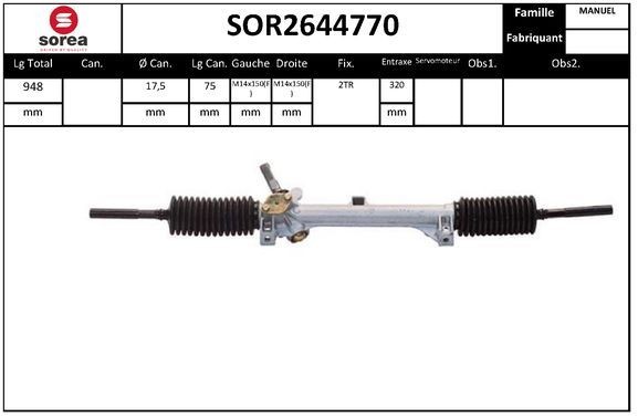 SNRA Steering rack Article number: SOR2644770 cheaply