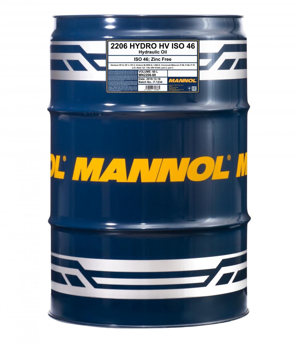 MANNOL Centralhydraulikolie Hydro HV ISO 46, Zinc Free Varenummer: MN2206-60 billige