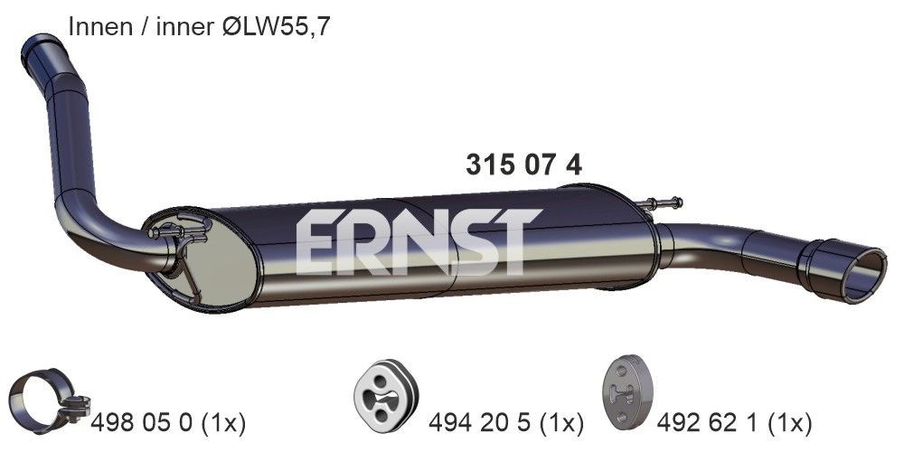 ERNST Rear silencer Article number: 315074 cheaply