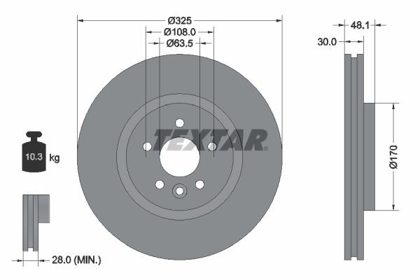 TEXTAR Brake disc Article number: 92300505 cheaply
