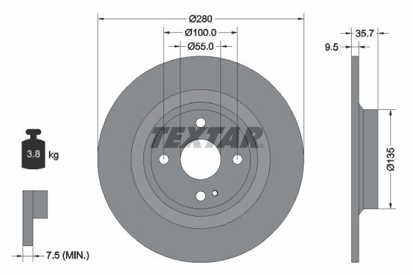TEXTAR Brake disc Article number: 92320003 cheaply