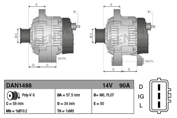 DENSO Alternator Article number: DAN1488 cheaply