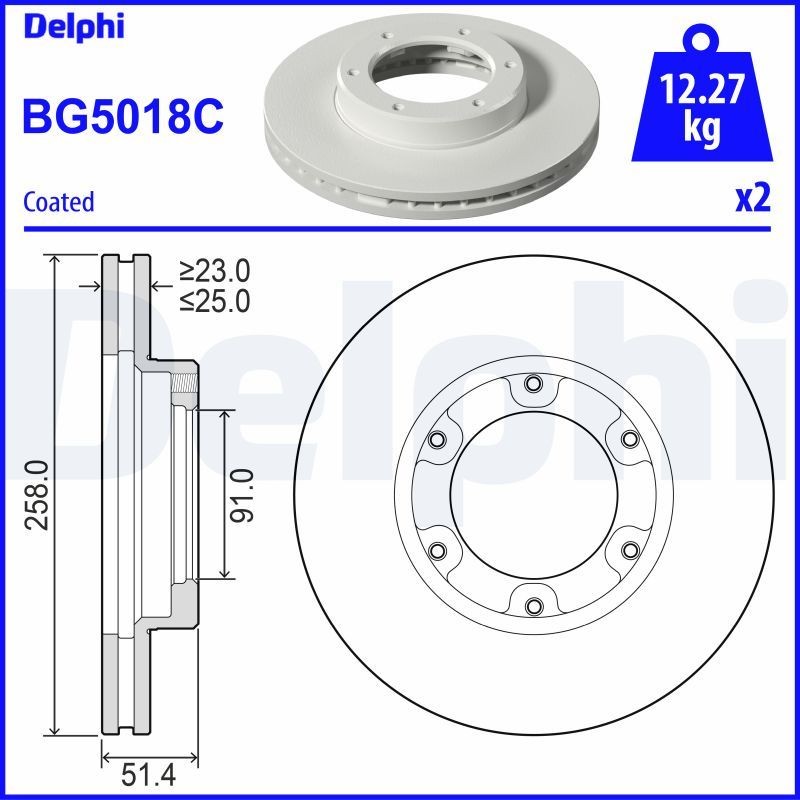DELPHI Brake disc Article number: BG5018C cheaply