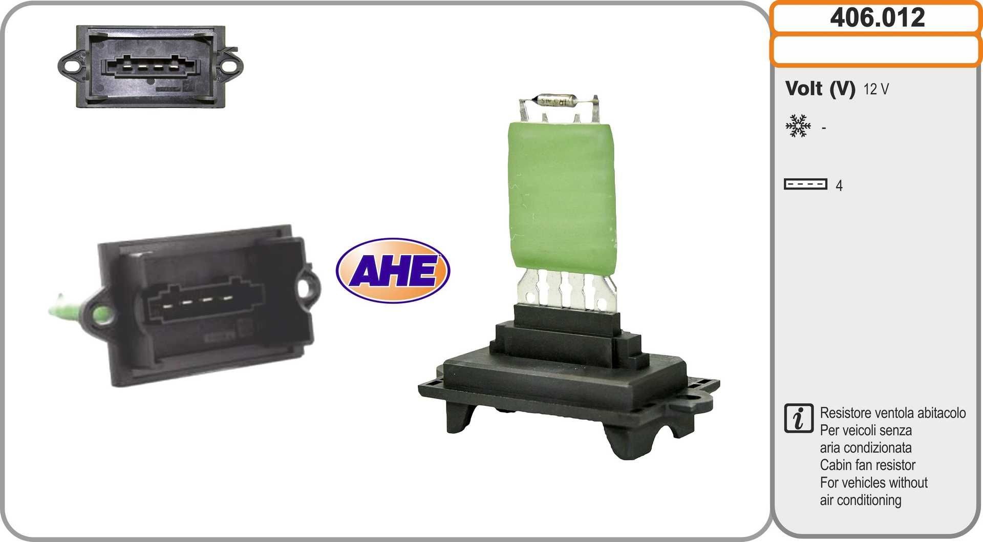 AHE Pre-resistor, electro motor radiator fan Article number: 406.012 cheaply