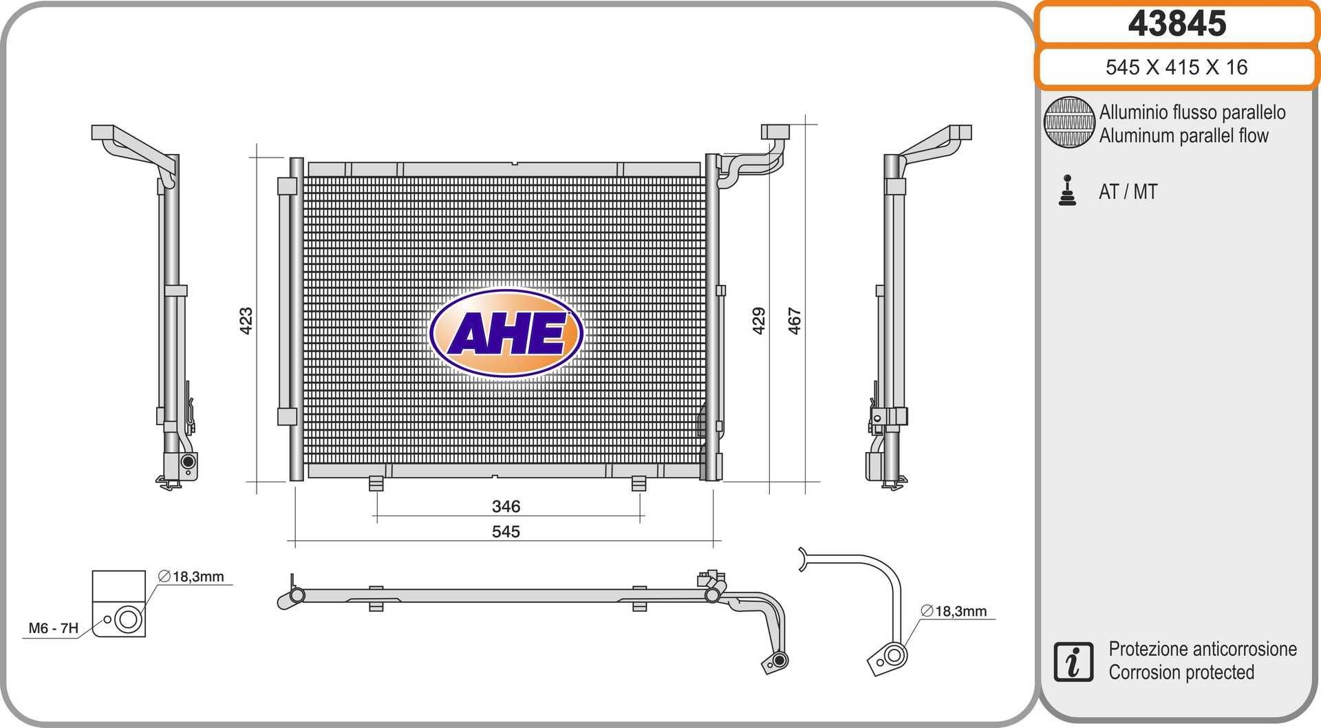 AHE Air conditioning condenser Article number: 43845 cheaply