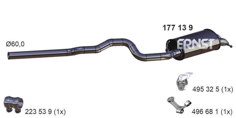 ERNST Rear silencer Article number: 177139 cheaply