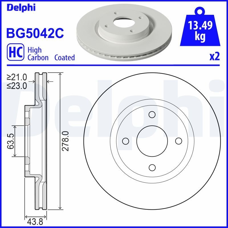 DELPHI Brake disc Article number: BG5042C cheaply