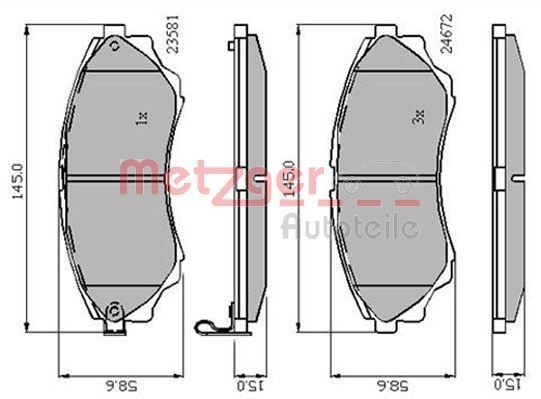 METZGER Brake pad set Article number: 1170876 cheaply