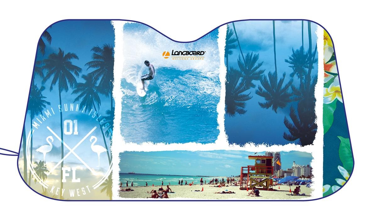 LONGBOARD Solskjerming til bil Beach artikkelnummer: 078081 billig