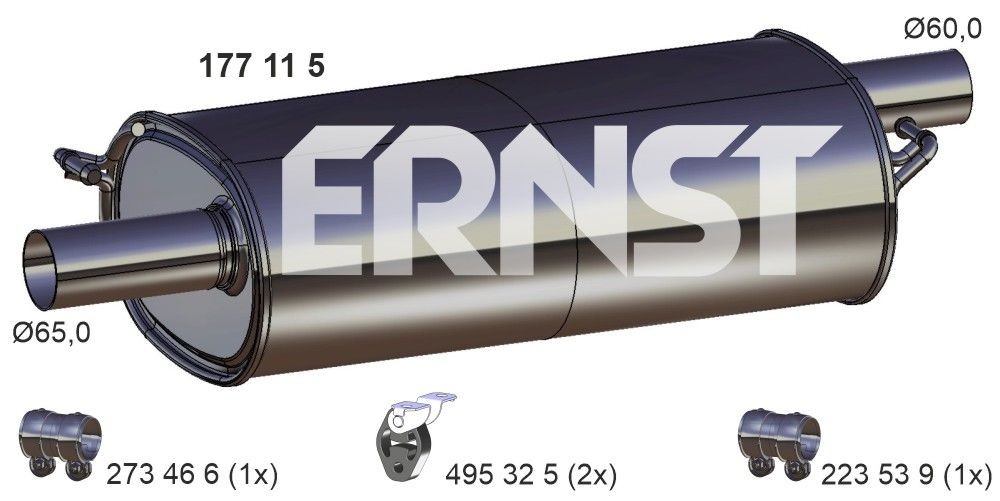 ERNST Middle silencer Article number: 177115 cheaply